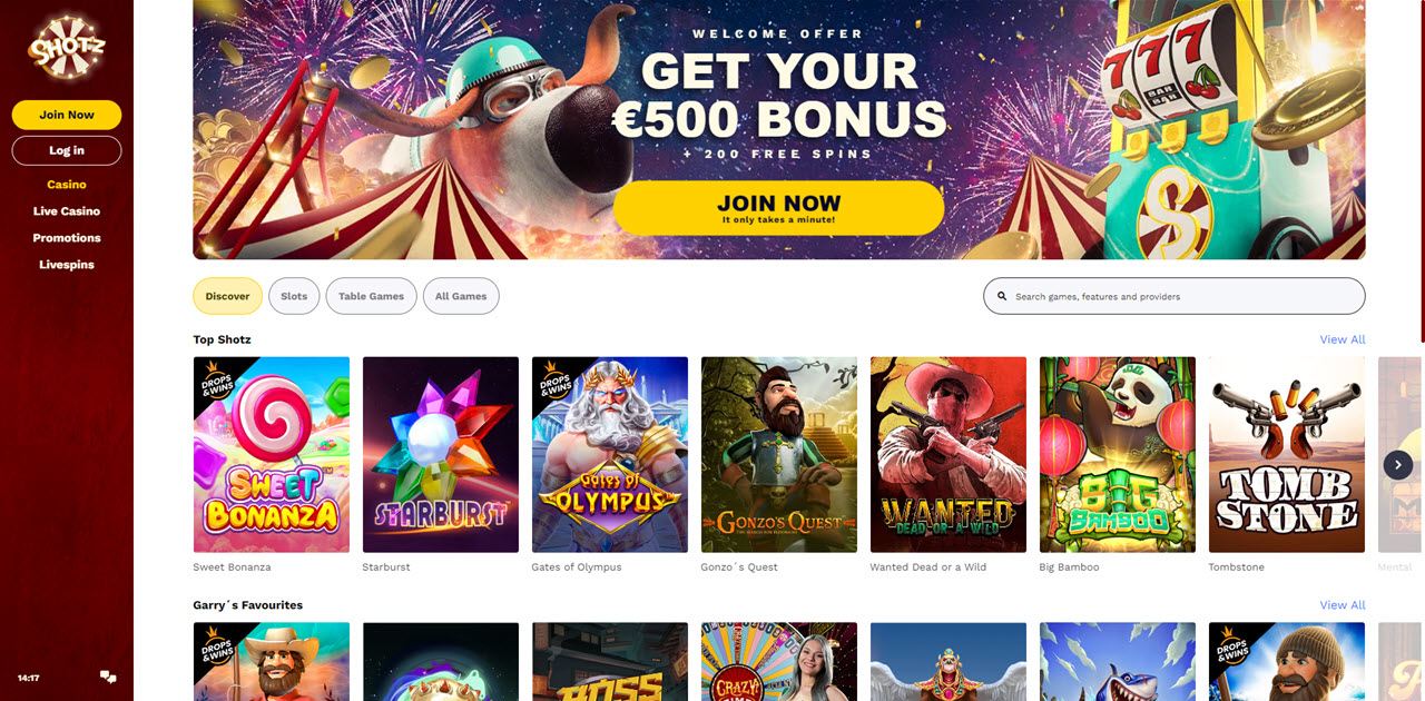 Shotz Casino review Screenshot Shotz Casino review Screenshot