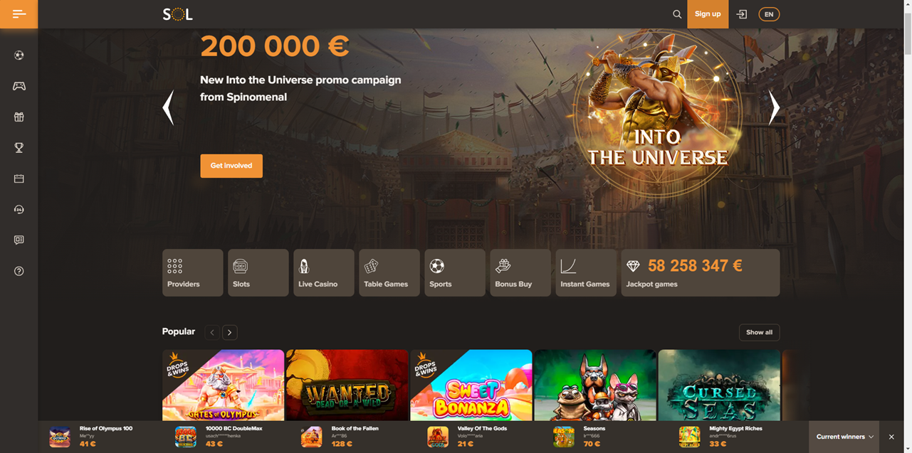 Sol Casino review Screenshot