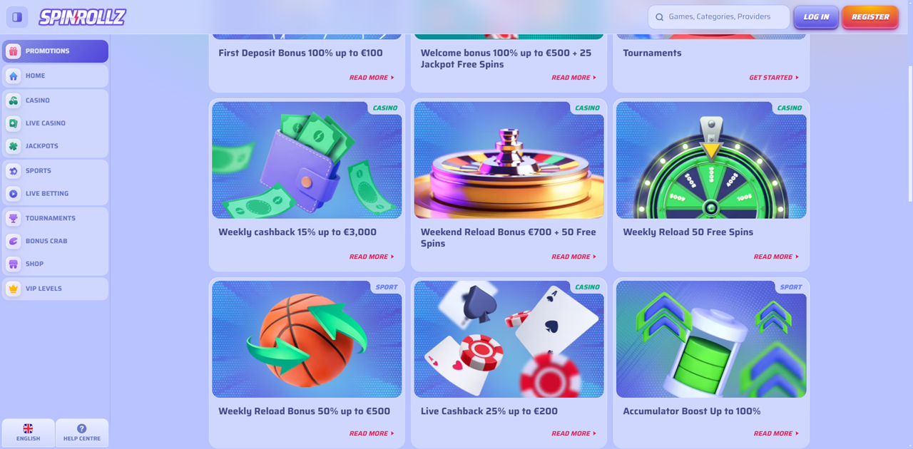 Spinrollz Casino review Screenshot