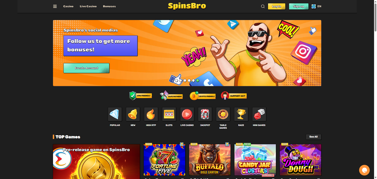 SpinsBro review Screenshot