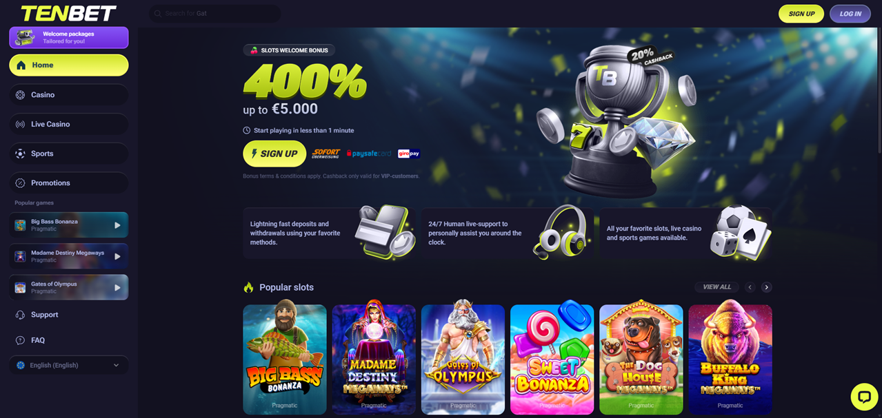 TenBet review Screenshot