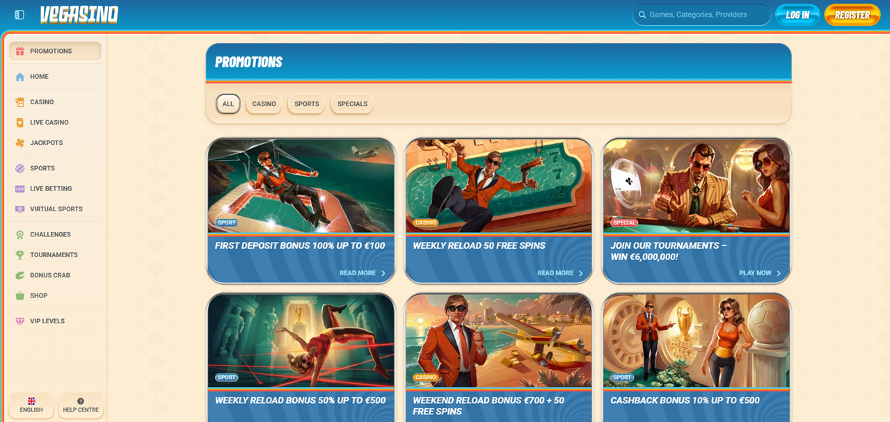 Vegasino review Screenshot