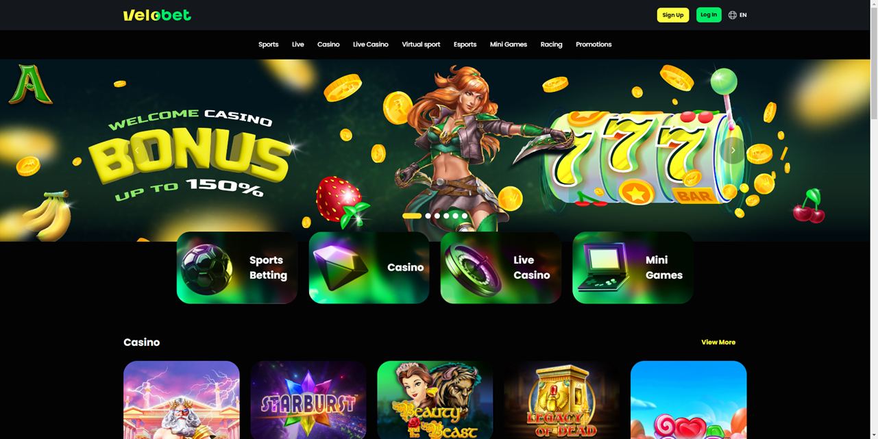 VeloBet review Screenshot