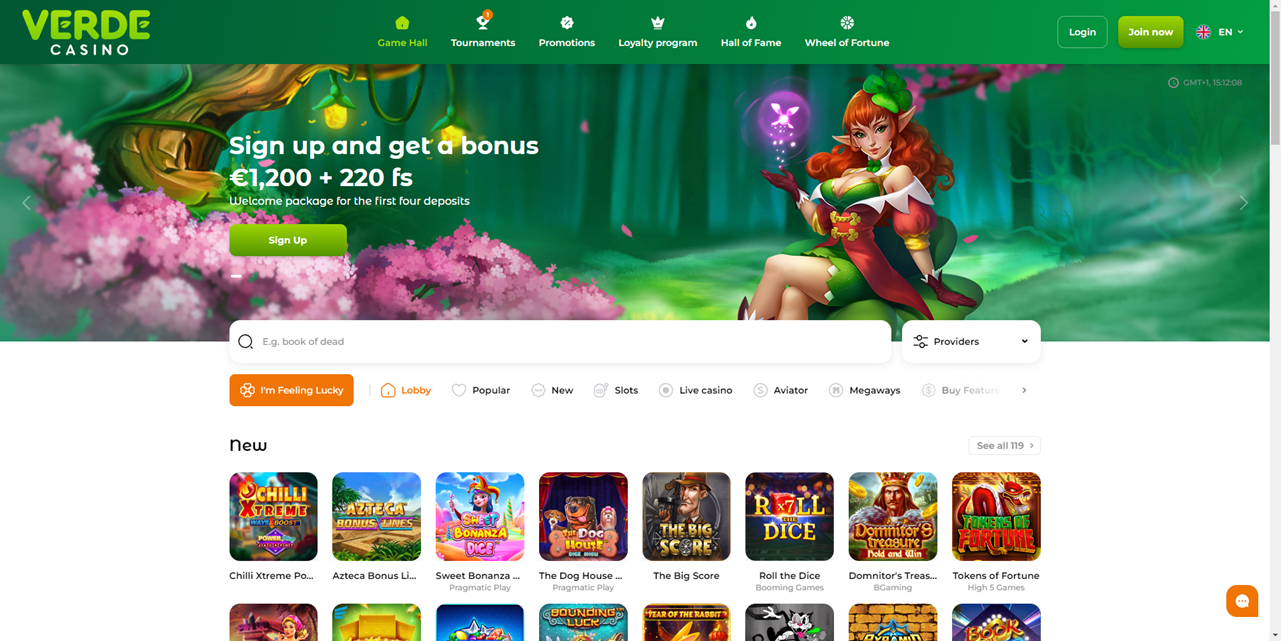 Verde Casino review Screenshot