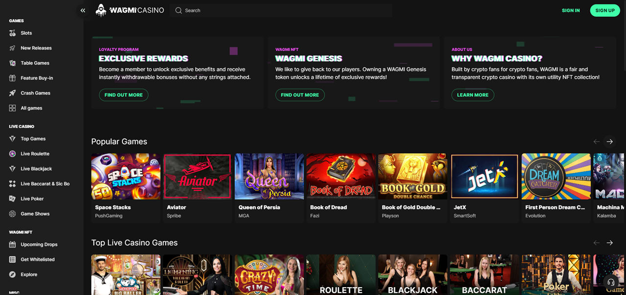 Wagmi Casino review Screenshot Wagmi Casino review Screenshot
