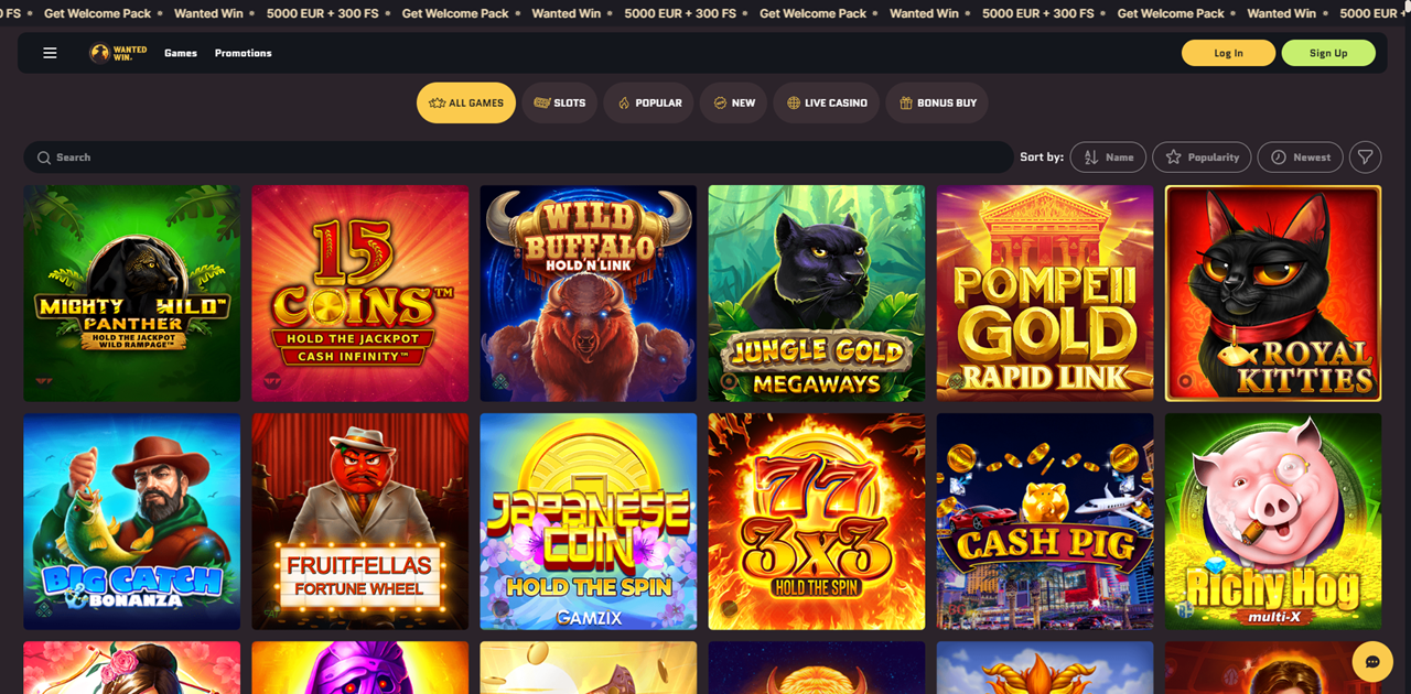 WantedWin Casino review Screenshot