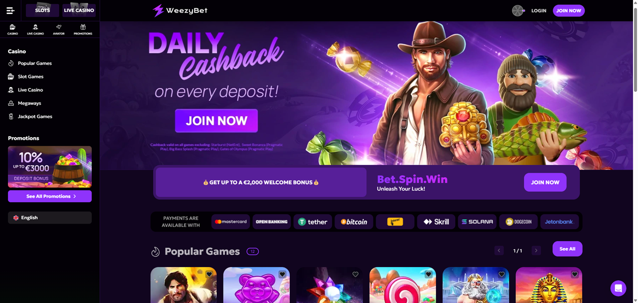 WeezyBet review Screenshot