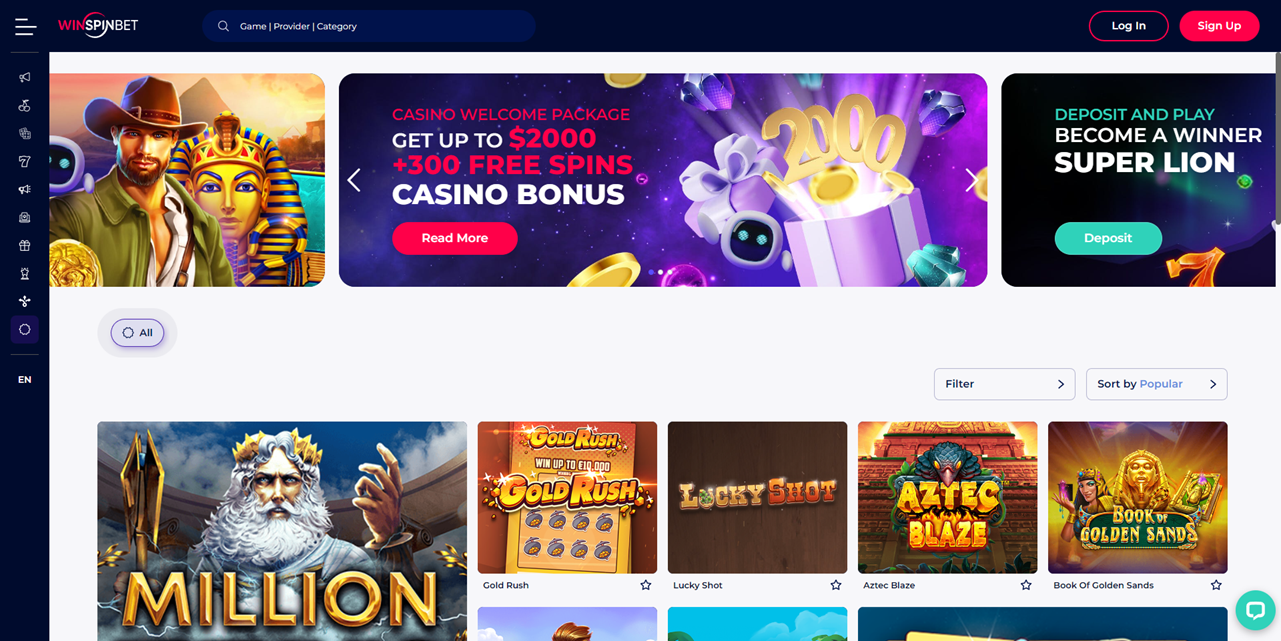 WinSpinBet review Screenshot