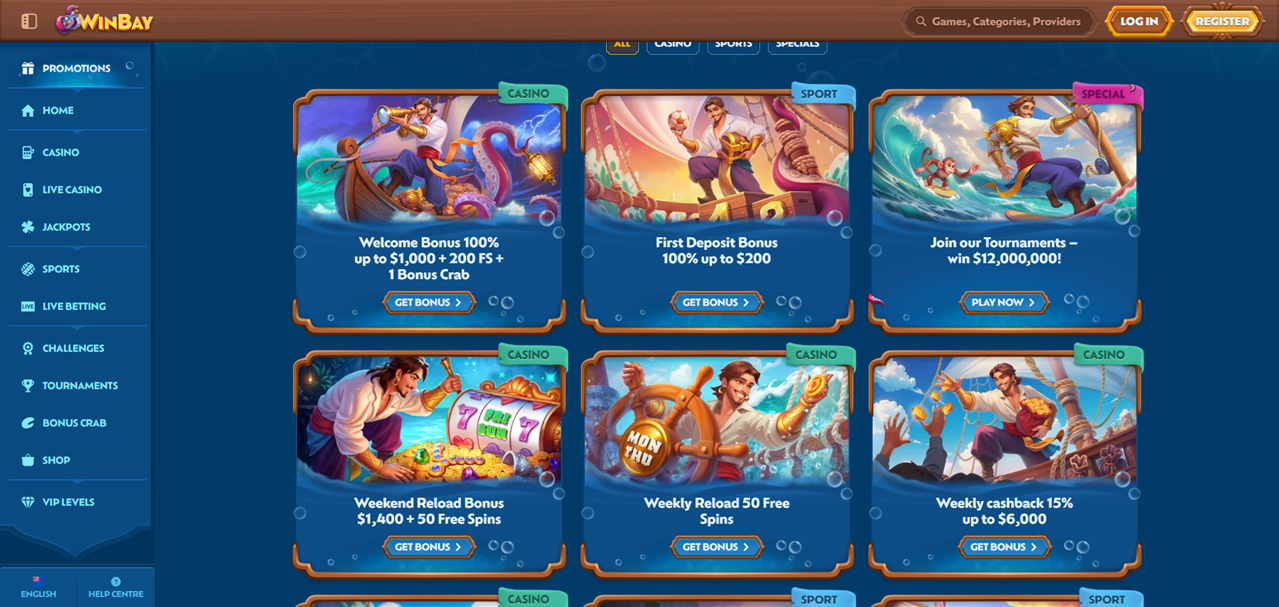 WinBay Casino review Screenshot