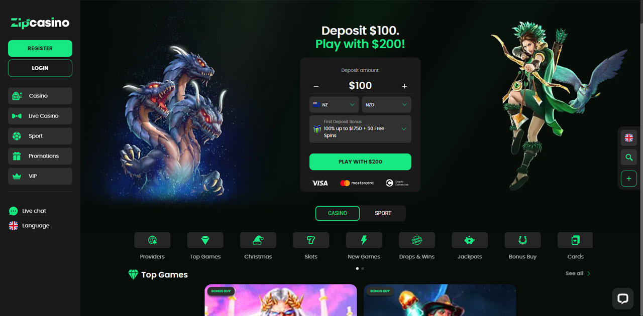ZipCasino review Screenshot