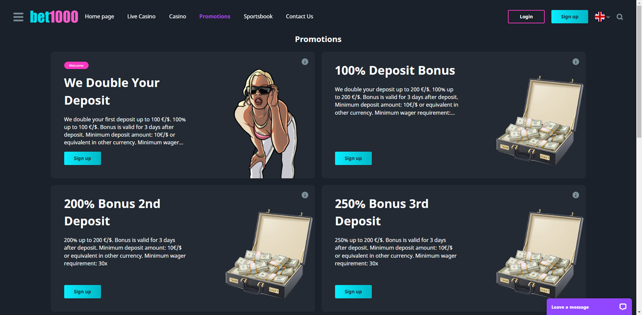 bet1000 review Screenshot