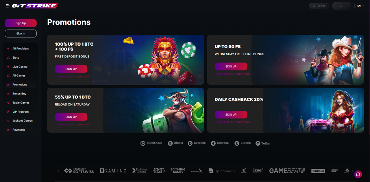Bitstrike Casino review Screenshot