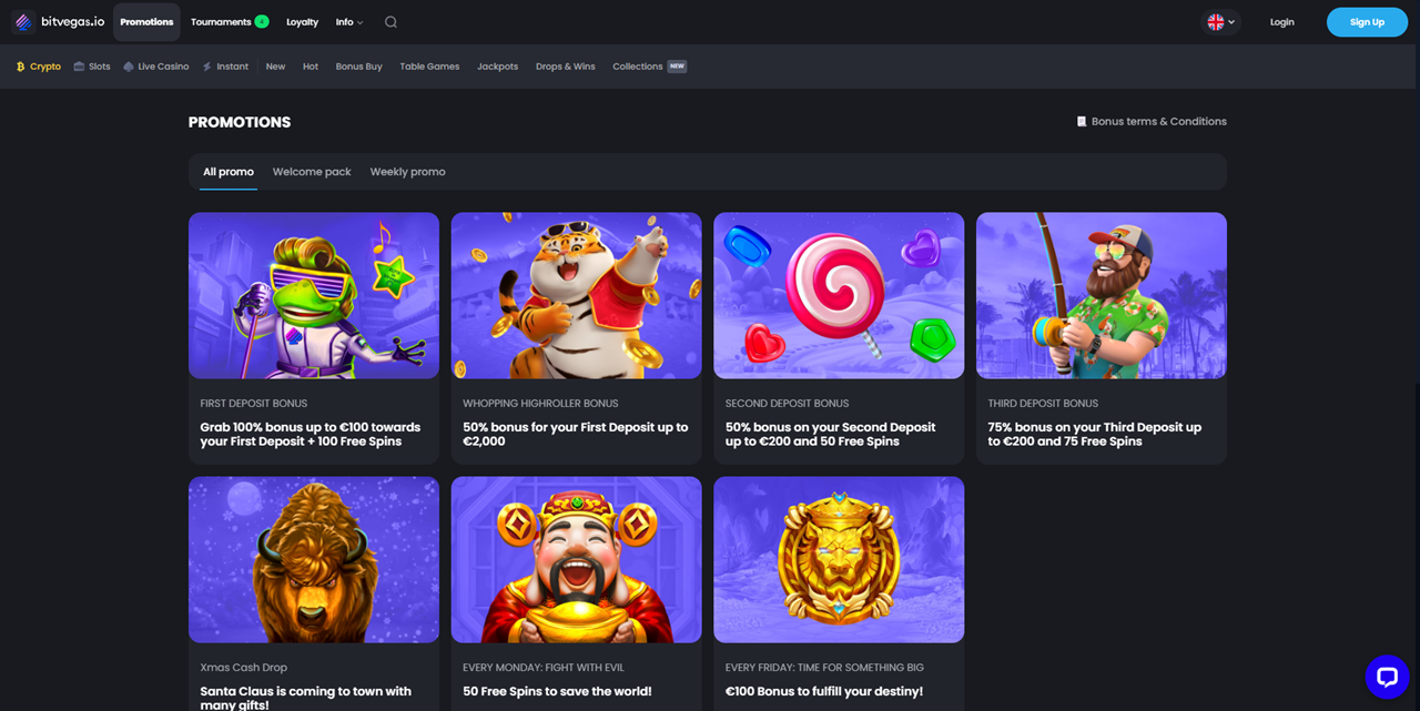 Bitvegas.io Casino review Screenshot