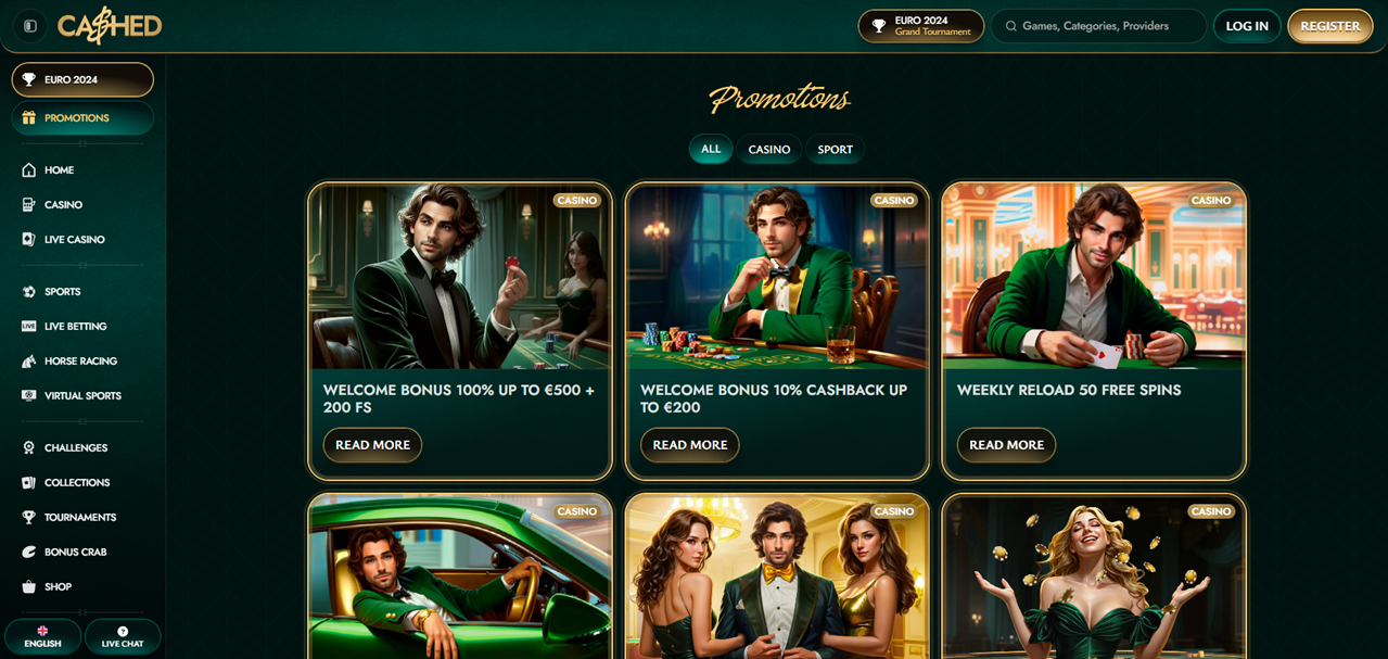 Cashed Casino review Screenshot