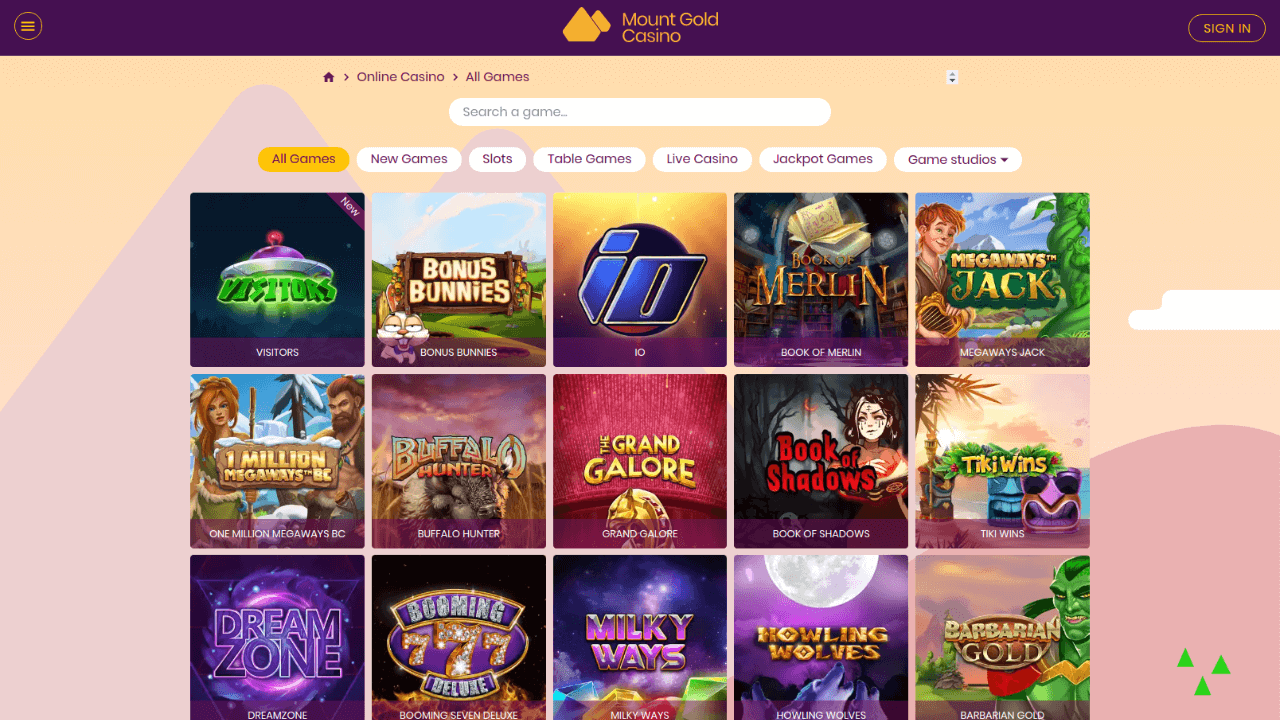 Mount Gold Casino review Screenshot