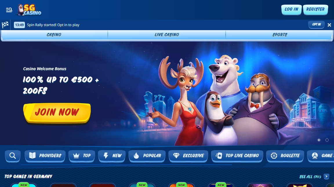 SGCasino review Screenshot