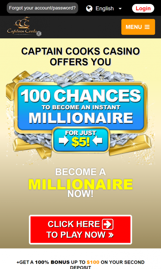 CaptainCooks Casino Screenshot